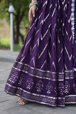 Thumbnail for Vastranavya Faux Blooming With Sequins And Thread Embroidered Work Lehenga Choli With Dupatta - Purple - Distacart