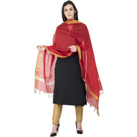 Thumbnail for A R SILK Chanderi Crush Crush Design Red Color Dupatta or Chunni