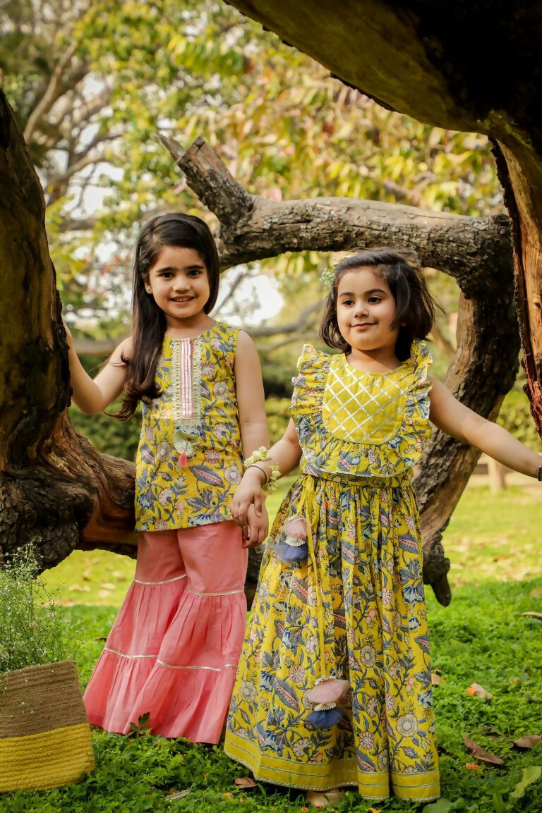 Lil Drama Girls Choli with Ghaghra Set - Yellow - Distacart