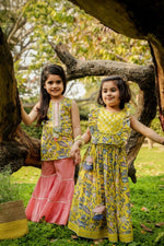 Thumbnail for Lil Drama Girls Choli with Ghaghra Set - Yellow - Distacart