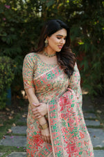 Thumbnail for Vastranavya Luxury and Beautiful Soft, Smooth, Flowing Original Pashmina Soft Cotton Saree with Matching Blouse Fabric - Cream - Distacart