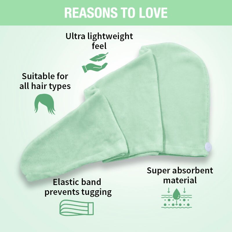 Nykaa Naturals Microfiber Hair Wrap for Frizz Free & Shiny Hair - Green - Distacart