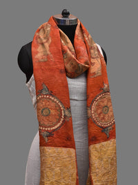 Thumbnail for Red Kalamkari Hand Painted Kanchipuram Silk Handloom Dupatta with Dashavatar Design - Global Threads - Distacart