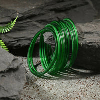 Thumbnail for Afast Shining Green Glass Party, Wedding, Daily Use Bangle Set, Pack Of 12 - Distacart