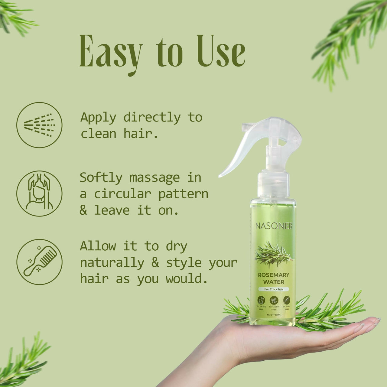 Nasoneb Rosemary Water Spray For Hair Growth