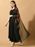 Thumbnail for Myshka Women's Black Solid Party Kurta Sets - Distacart