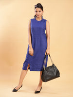 Thumbnail for BohoJazz Royal Blue Linen Sheath Dress