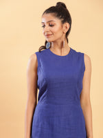 Thumbnail for BohoJazz Royal Blue Linen Sheath Dress