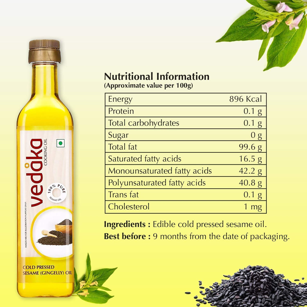 Vedaka Cold Pressed Sesame Oil - Distacart