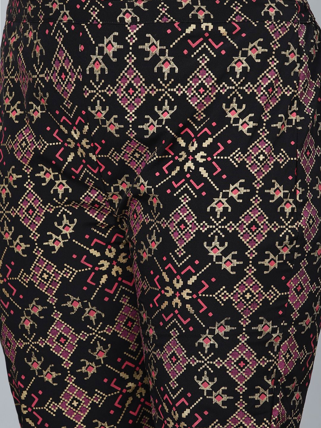 Sztori Plus Size Geometric Printed Mandarin Collar Straight Kurta With Trouser - Distacart