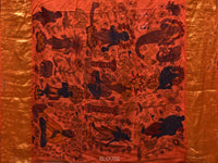 Thumbnail for Rust Kalamkari Hand Painted Kanchipuram Silk Handloom Saree with Dashavatar Design - Global Threads - Distacart