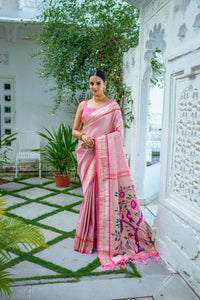 Thumbnail for Aastha Fashion Baby Pink Woven Kanjivaram Silk Saree with Blouse - Distacart