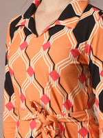 Thumbnail for Myshka Women's Multi Printed Polo Collar Party Top With Trousers Co-ord set - Distacart