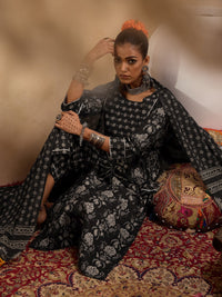 Thumbnail for Women Black Printed Straight Kurta Palazzos With Dupatta Set - Taantav