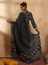 Thumbnail for Women Black Printed Straight Kurta Palazzos With Dupatta Set - Taantav