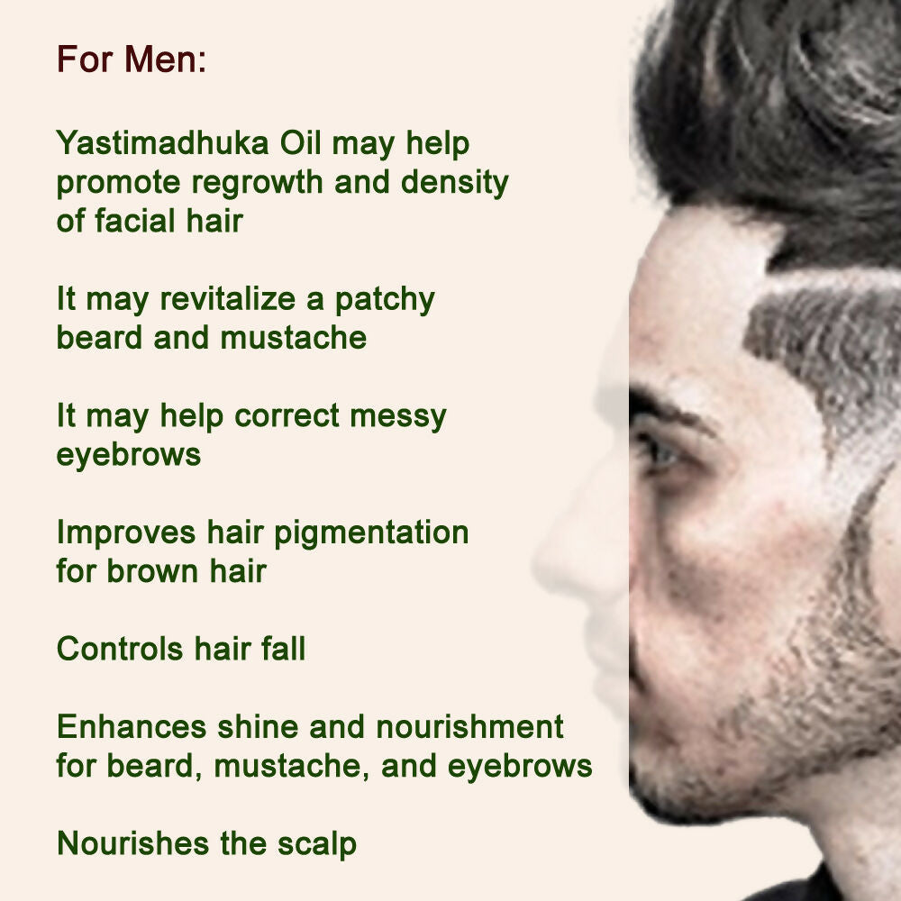 Yashtimadhu oil nourishes facial hair for a fuller, healthier look