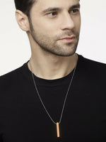 Thumbnail for NVR Men's Set of 2 Gold & Blue Geomatric Pendent With Chain - Distacart