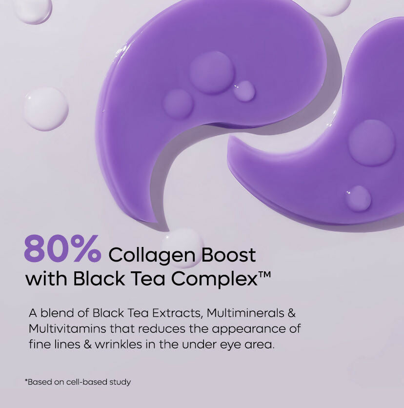 mCaffeine Black Tea Hydrogel Under Eye Patches with Vegan Collagen Peptide - Anti-Ageing - Distacart