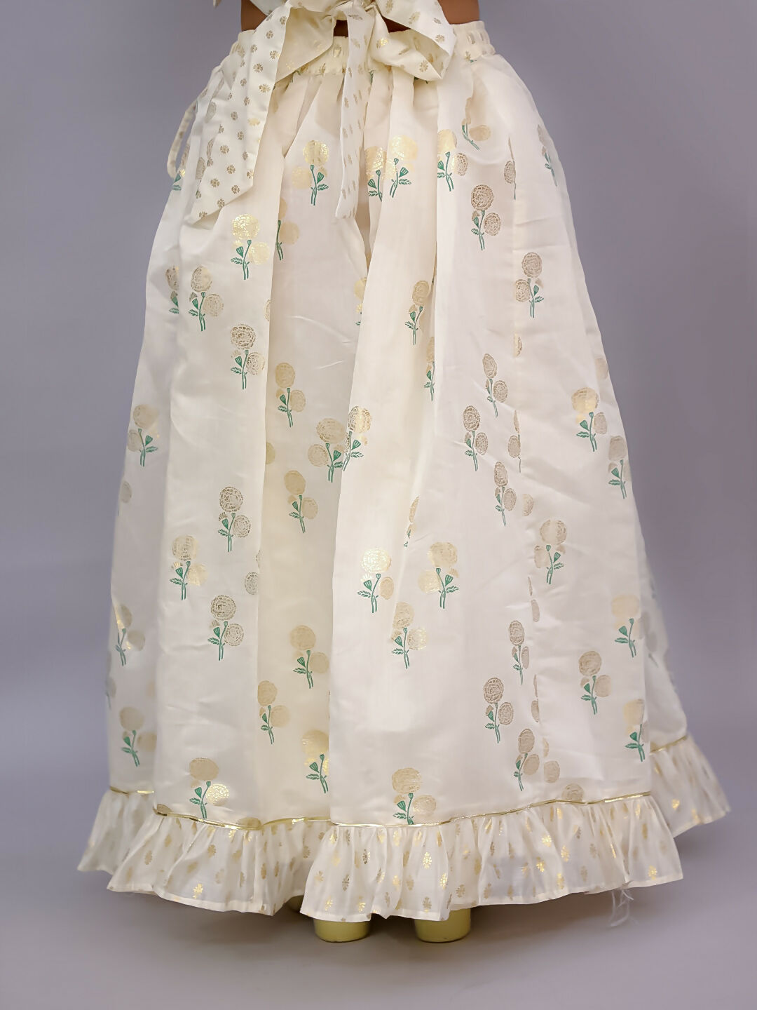 Lil Drama Mishti Off White Lehanga Choli Dupatta Set For Girls