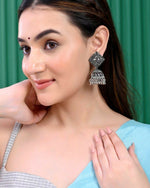 Thumbnail for VOJ Black-Toned AD Studded Dome Shaped Jhumkas Earrings - Distacart