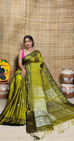 Thumbnail for Exclusive Collection Pista Beautiful Tissue Benarasi Saree
