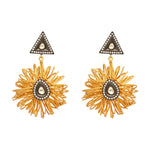 Thumbnail for Nuyug 18K Gold-Plated Stones & American Diamond Studded Contemporary Wire Drop Earrings