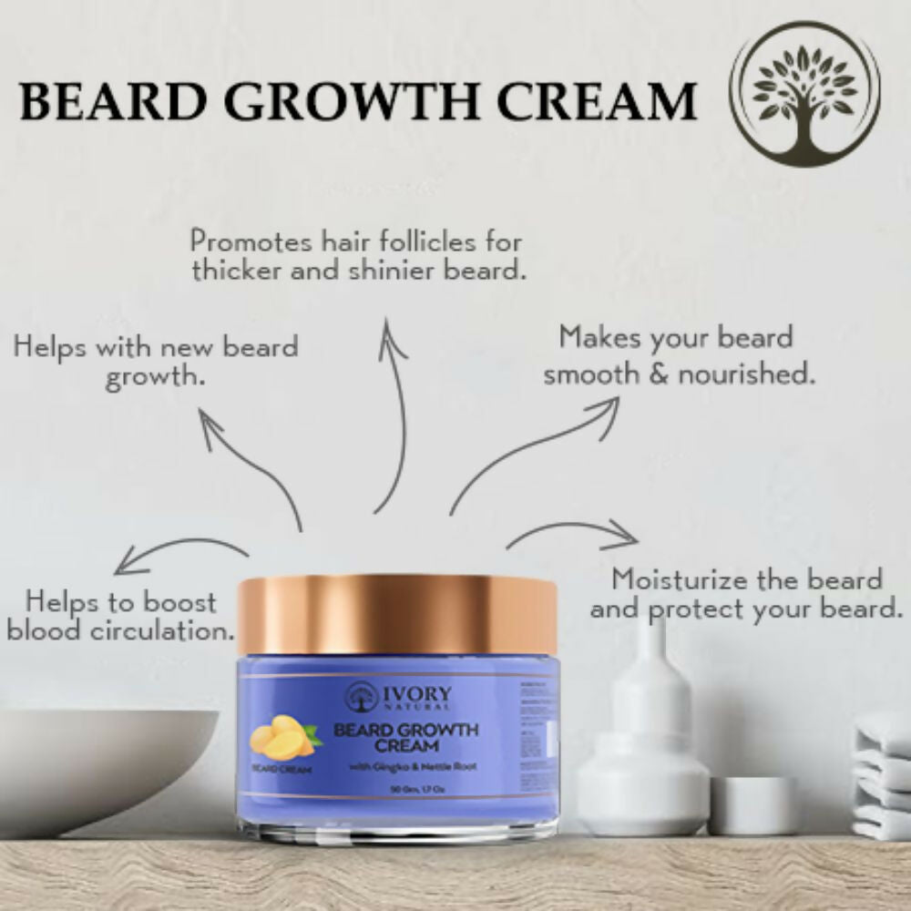 Ivory Natural Beard Growth Cream - Biotin Boosted Hair Follicle For New Hair Cycle - Distacart