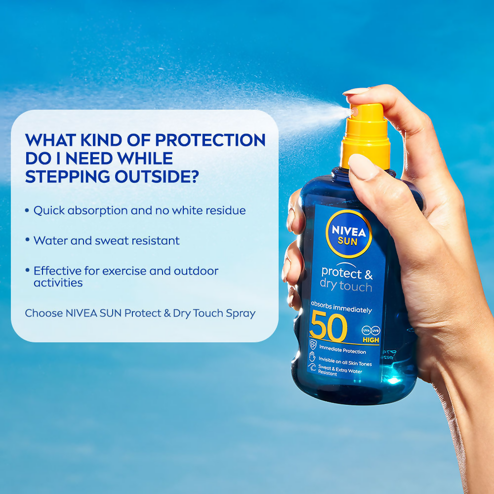 Nivea Sun Dry Touch SPF 50, Transparent Sunscreen Spray - Distacart