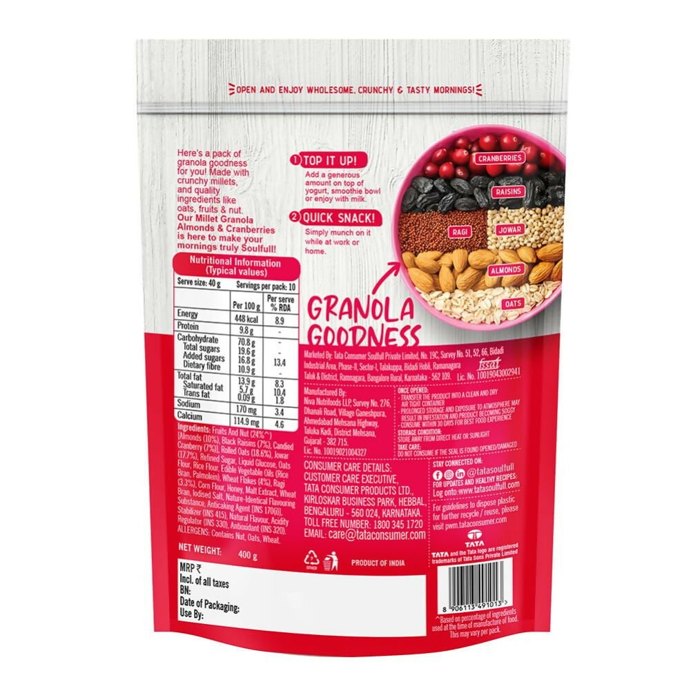 Tata Soulfull Millet Granola (Almonds & Cranberries) - Distacart