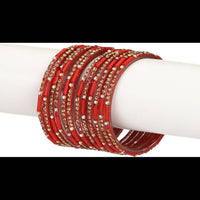 Thumbnail for Afast Bridal Wedding & Party Fashionable Colorful Glass Bangle/Kada Set, Pack Of 12 - Distacart