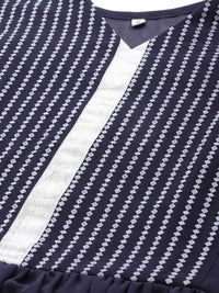 Thumbnail for Ahalyaa Women Navy Blue Georgette Khari Print Tunic