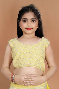 Thumbnail for Wedding Designer Yellow Heavy Fox Georgette Kidswear Lehenga - Aaradhna - Distacart
