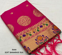 Thumbnail for Rani Pure Silk Woven Design Saree with Unstitched Blouse - A2M