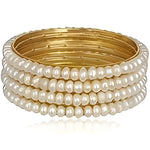 Thumbnail for Gold-Plated Alloy Set Of 4 Pearl Bangles - The Pari - Distacart