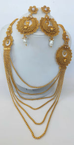 Thumbnail for White Kemp Layer mugappu Necklace Set - Distacart