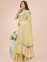 Thumbnail for Aanika Women Light Green Organza Saree With UnStiched Blouse - Distacart