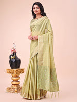 Thumbnail for Aanika Women Olive Green Organza Saree With UnStiched Blouse - Distacart