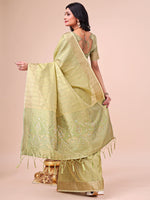Thumbnail for Aanika Women Olive Green Organza Saree With UnStiched Blouse - Distacart