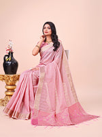 Thumbnail for Aanika Women Pink Organza Saree With UnStiched Blouse - Distacart