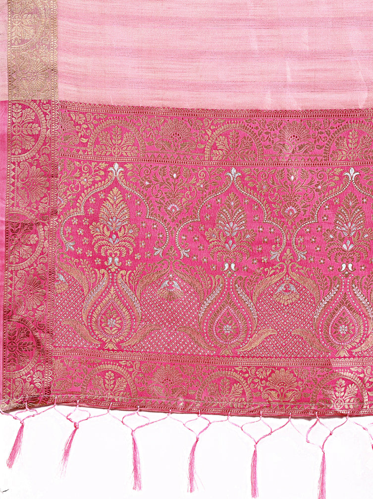 Aanika Women Pink Organza Saree With UnStiched Blouse - Distacart