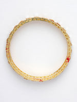 Thumbnail for NVR Women's Set Of 4 Gold-Plated Red Kundan-Studded Traditional Bangles - Distacart