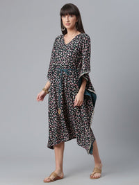 Thumbnail for Ahalyaa Crepe Black Digital & Foil Floral Printed Kaftan