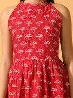 Thumbnail for Myshka Women's Pink Fit and Flare Party Dress - Distacart