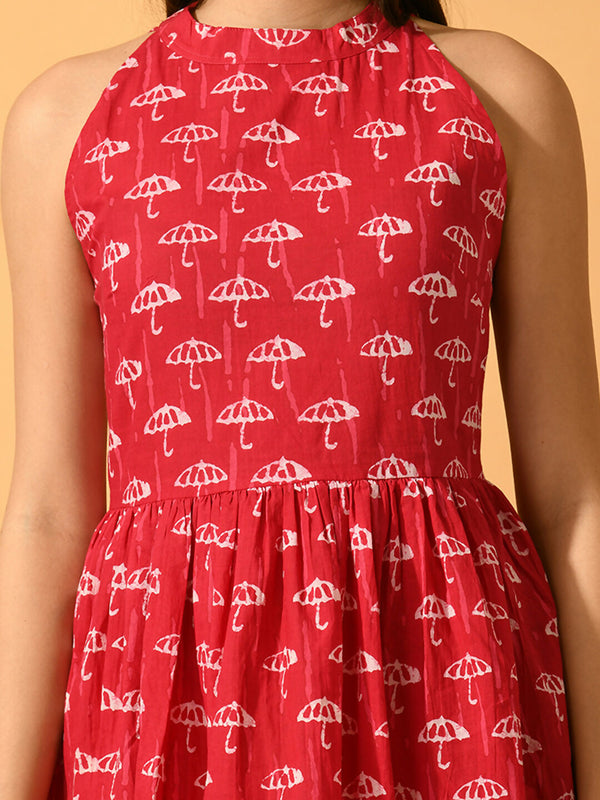 Myshka Women's Pink Fit and Flare Party Dress - Distacart