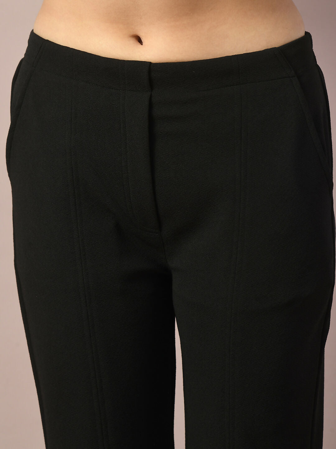 Myshka Women's Black Solid Party Parallel Trousers - Distacart