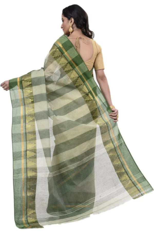Exclusive Collection Off White 100% Pure Cotton Tant Saree