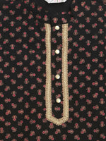 Thumbnail for Ahalyaa Black Crepe Gold Pigment Print Kids Kurta Churidar Set For Boys - Distacart