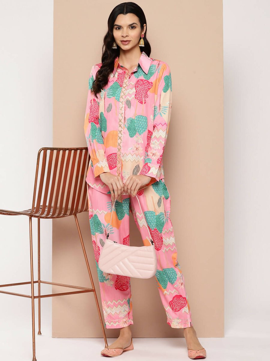 Ahalyaa Women's Traditional Wear Co-ods - Pink - Distacart