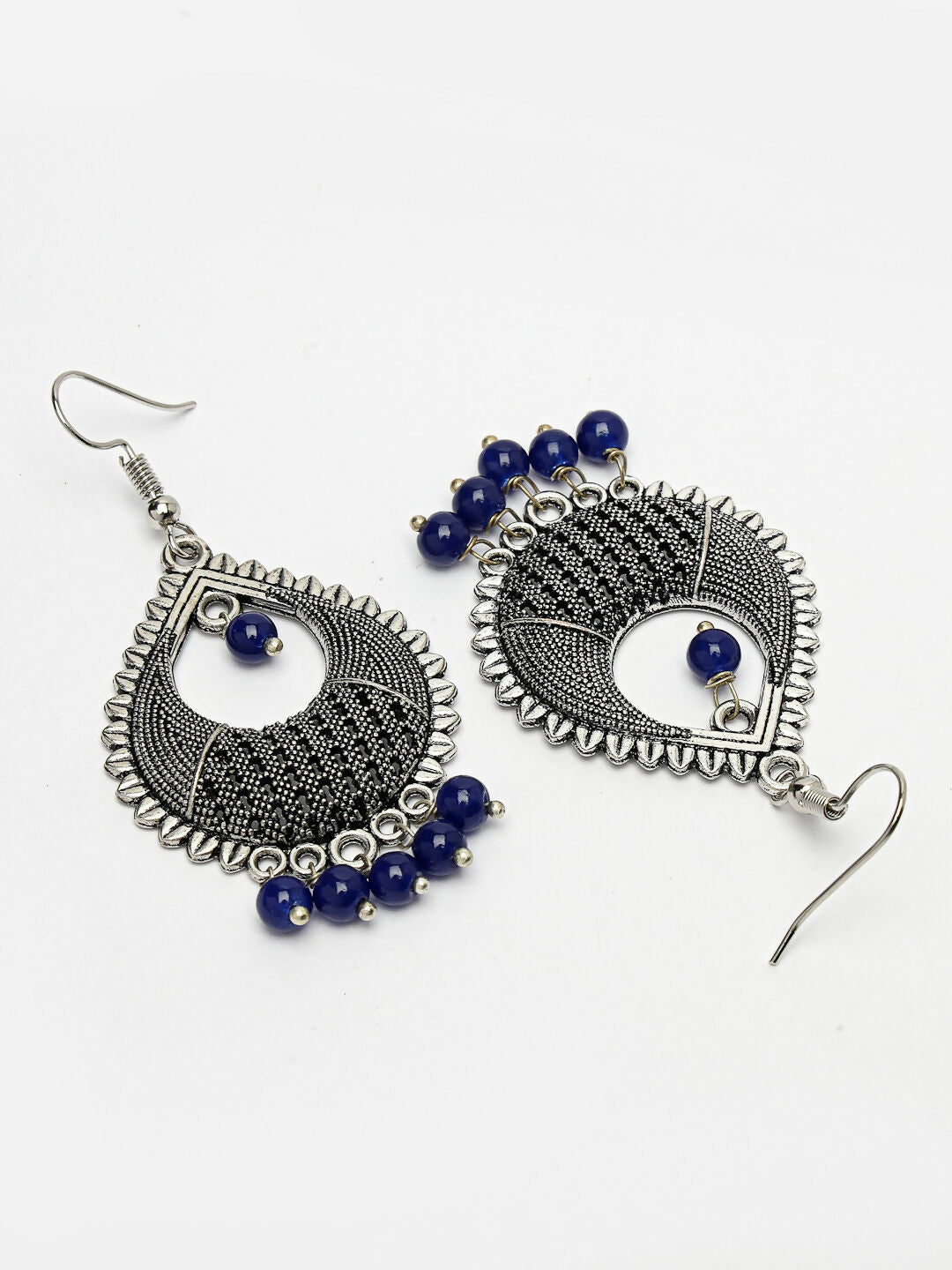NVR Women's Silver-Plated Artificial Beads German Silver Oxidised Chandbali Earrings - Distacart