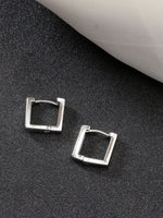 Thumbnail for NVR Men's Set of 3 Multicolor Rhodium-Plated Geometric Shape Stainless Steel Hoop Earrings - Distacart